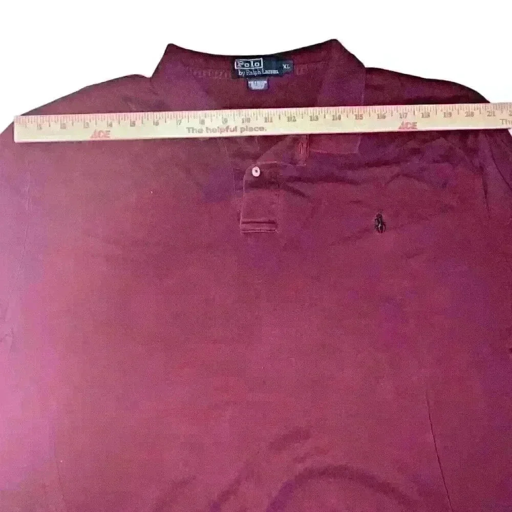 VTG Polo Ralph Lauren Sz XL Maroon Collared Pull Over Shirt Preppy Casual - Picture 7 of 10